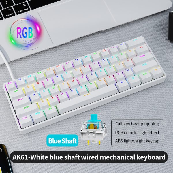 Ak61 Wired Mechanical Gaming Keyboard Feel Backlight For Pc Desktops Sleek & Durable Design