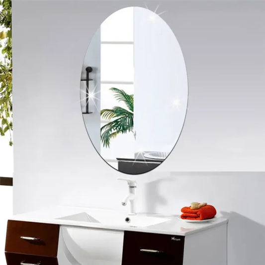 Oval Bathroom House Mirror Acrylic Wall Stickers 200×300